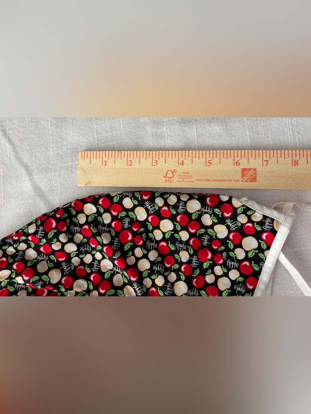 Unique Vintage Black Apple Print Blouse with White Bow Collar ~ Women’s 11/12/L - Picture 11 of 13